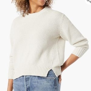 Daily Ritual Oatmeal Heather 100% Cotton High/Low Boxy Crewneck Sweater